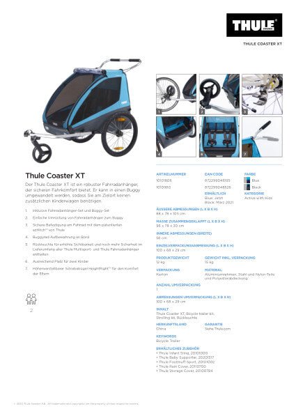 Thule - Fahrradanhänger Thule Coaster XT 2-Sitzer - Babylution